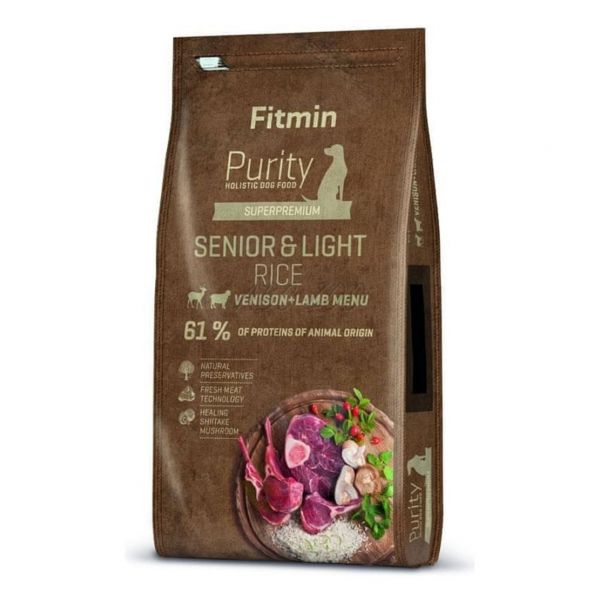 Fitmin Purity Senior & Light Rice Venison & Lamb 12 + 2 kg GRÁTIS