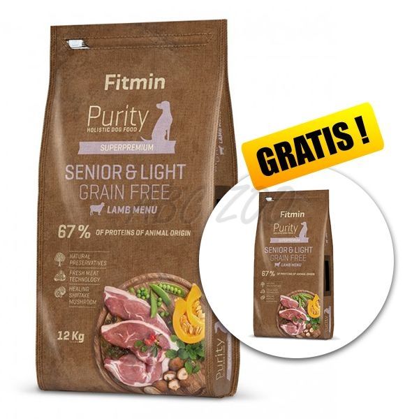 Fitmin Purity Senior & Light Lamb Grain Free 12 + 2 kg GRÁTIS