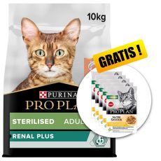 PURINA PRO PLAN CAT STERILISED RENAL PLUS losos 10kg + kapsičky Nutri Savour kura 5x85g